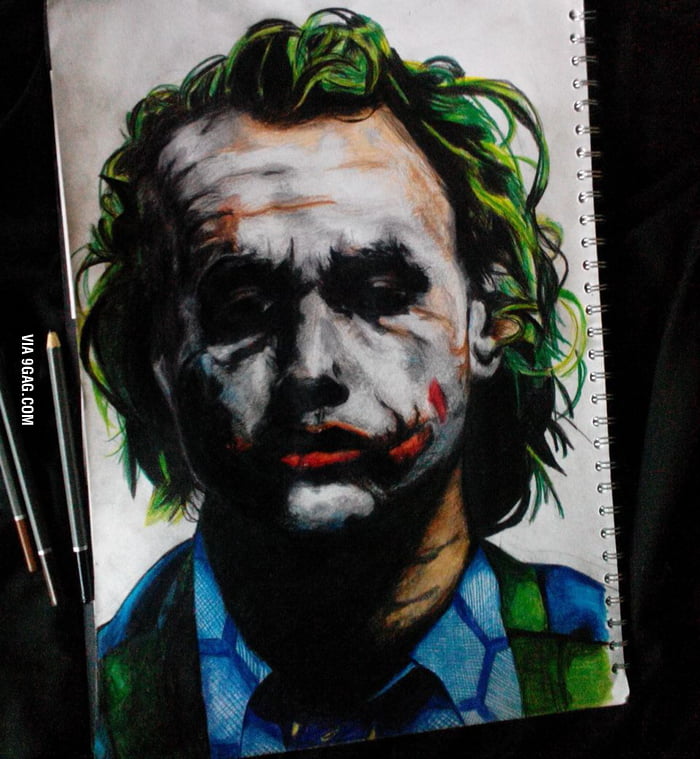 My coloured pencil drawing of the joker - 9GAG