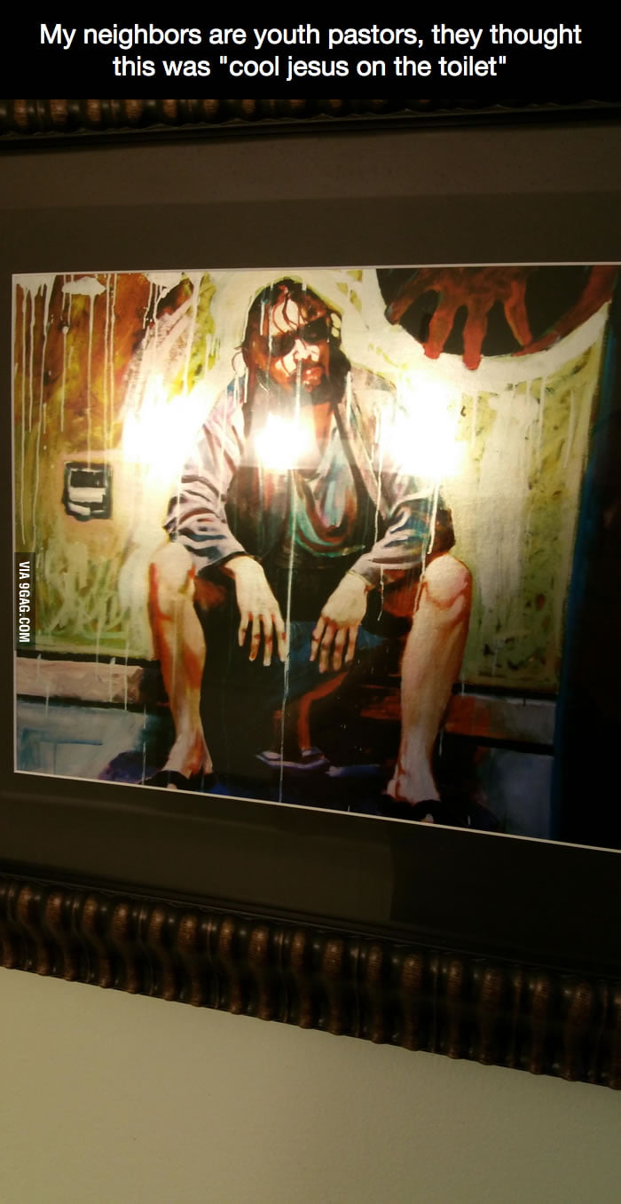 "Cool Jesus on the toilet" 9GAG