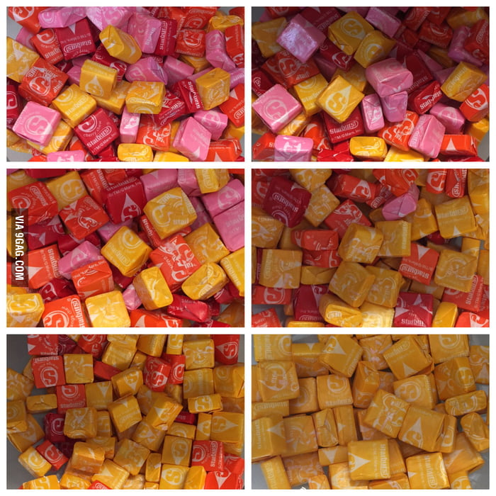 The progression of my candy dish at my desk at work over a week 9GAG