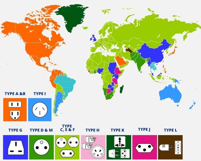 Different Power Outlets Used By Different Countries 9GAG