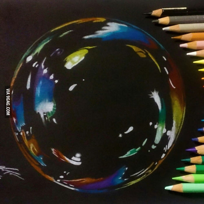 Bubble drawing on black paper. - 9GAG