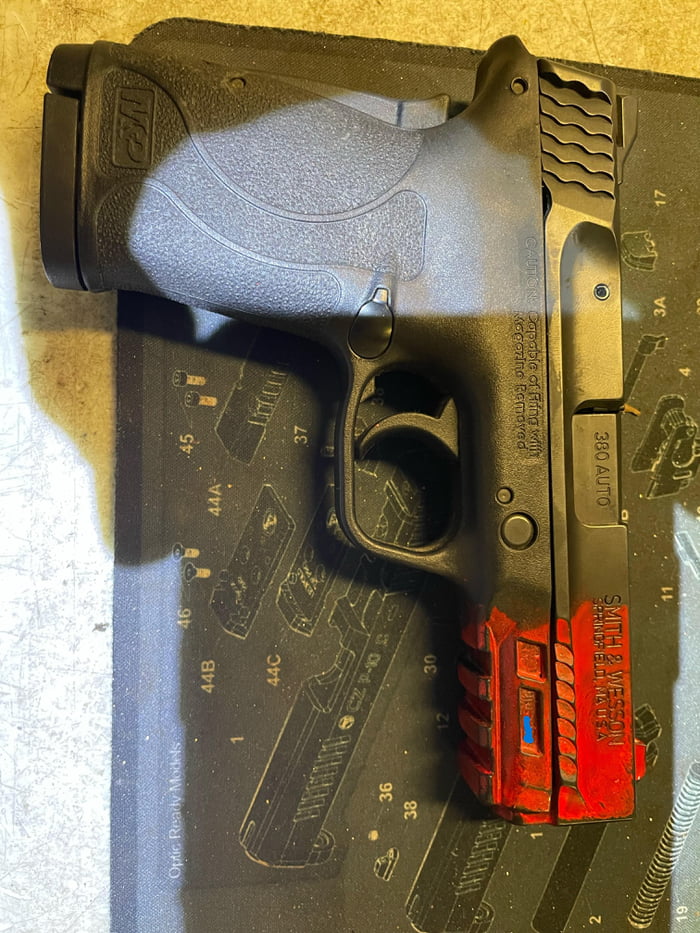 Orange tip painted on a genuine firearm recovered by police, designed