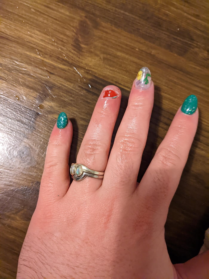 Got a new set of nails done then fell and managed to completely rip one