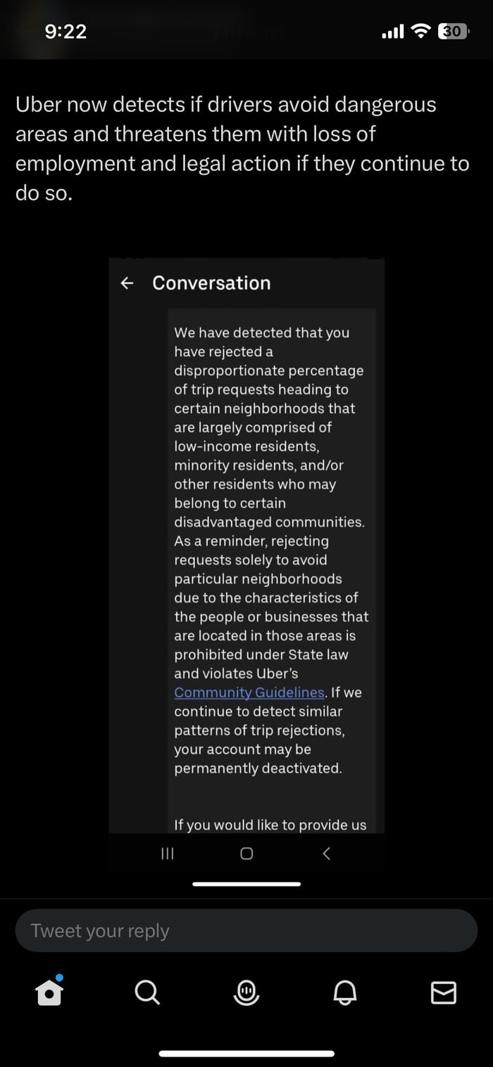 Uber is punishing drivers for avoiding dangerous areas 9GAG