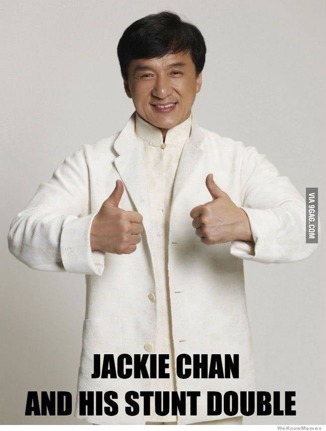 Jackie Chan and his stunt double - 9GAG