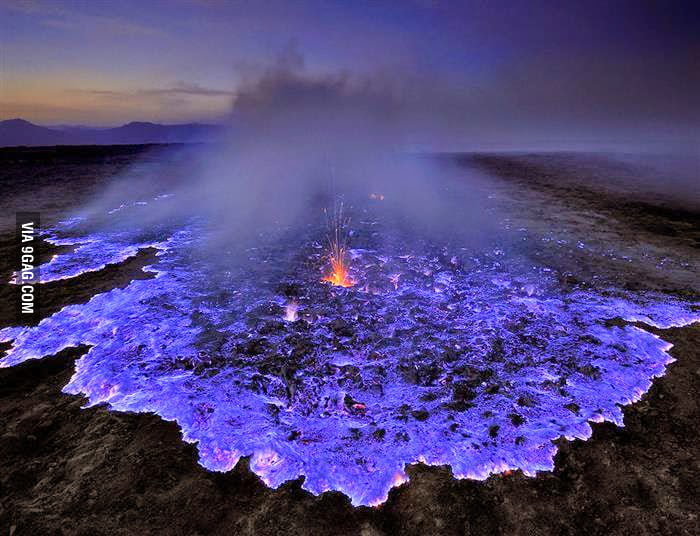 Blue lava volcano. Java, Indonesia. - 9GAG
