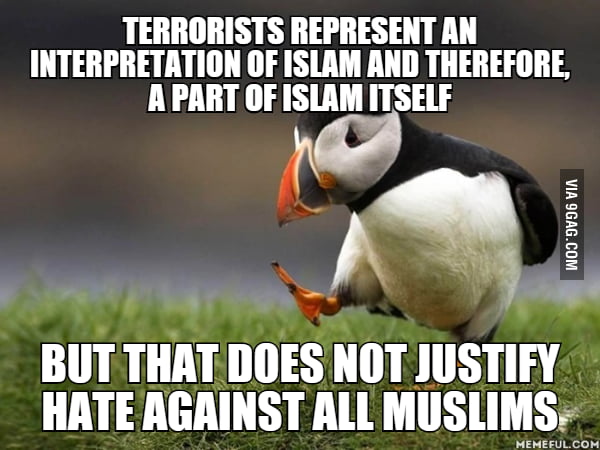 Insulting all religion because of terrorism is idiotic. A minority's ...