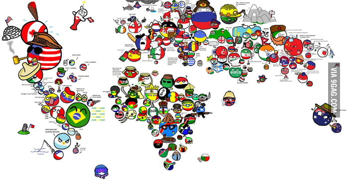 Here's a (kind of) accurate countryball world map. - 9GAG