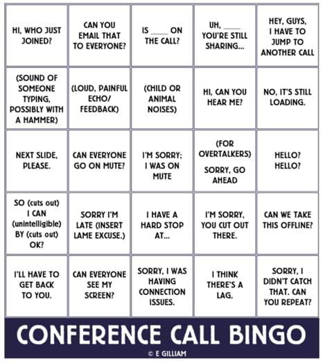 Conference calling bingo for everyone working remotely! - 9GAG