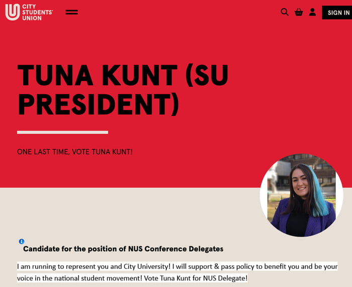 ONE LAST TIME, VOTE TUNA KUNT! 9GAG