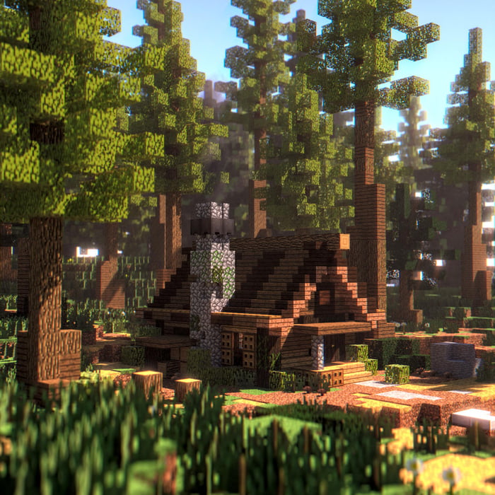 A small cabin in the woods in Minecraft - 9GAG