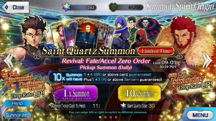 Fate Zero Was The First Fate Anime That I Ever Saw I M Really Looking Forward To This Event And I M Going To Try To Summon Iskander Saber Diarmuid And Berserker Lancelot Good Luck