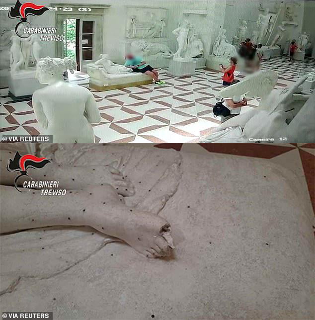 Tourist breaks off toes of 200 year old statue at Italian museum while