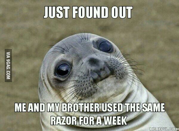 shaving balls and face with same razor