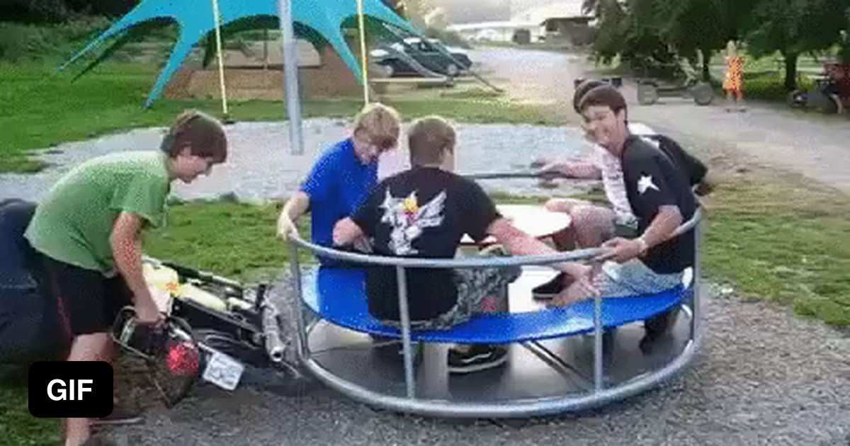 Spinning a merrygoround with a dirt bike 9GAG