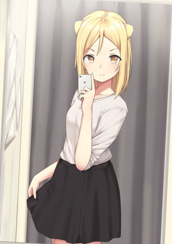 Anime girl taking selfie