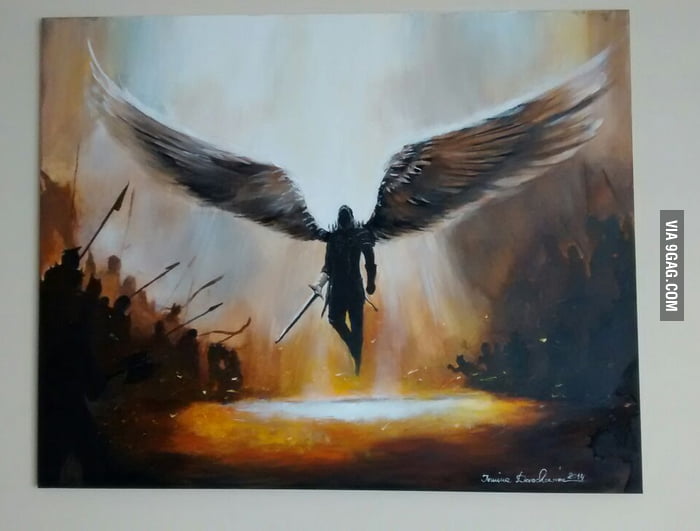 My talented sister made this awesome Diablo painting for me - 9GAG