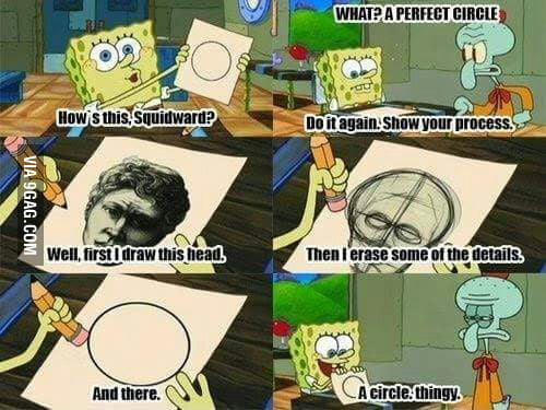 How to draw a perfect circle according to sponge bob. - 9GAG