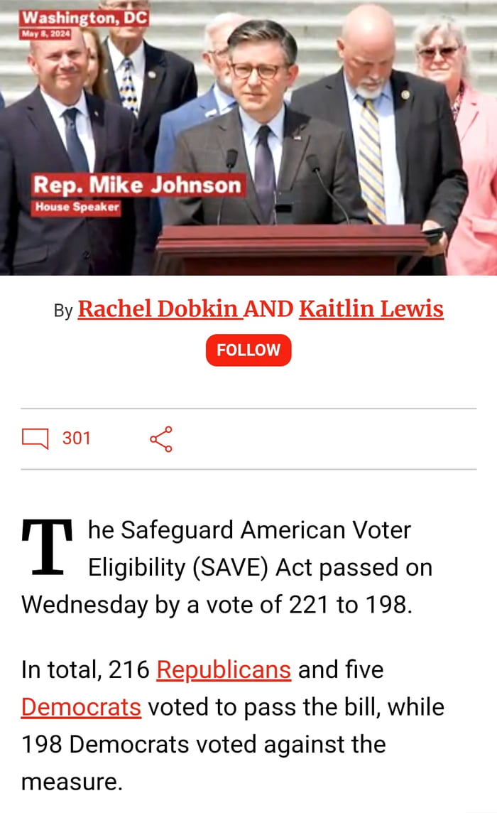 Wouldn't the 198 democrats that voted against blocking non-citizens ...