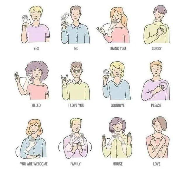 A cool guide on common sign language - 9GAG