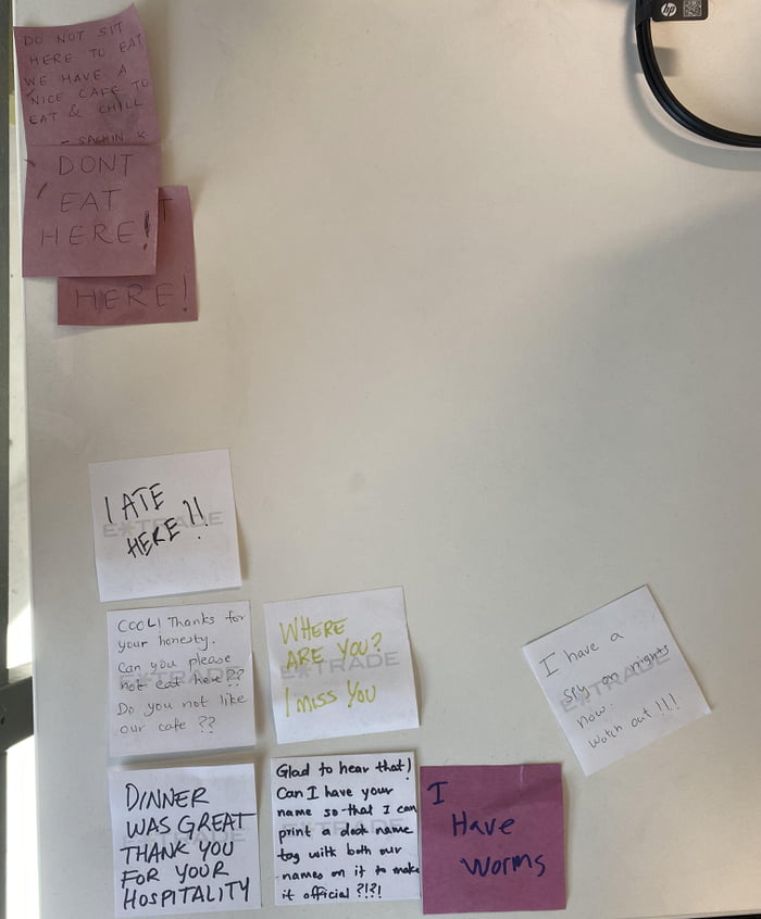 Someone On Night Shift Has Been Eating Their Lunch On This Guys Desk 