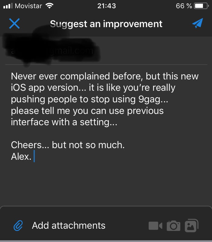 New 9gag App feedback. No swipe between posts... really? - 9GAG