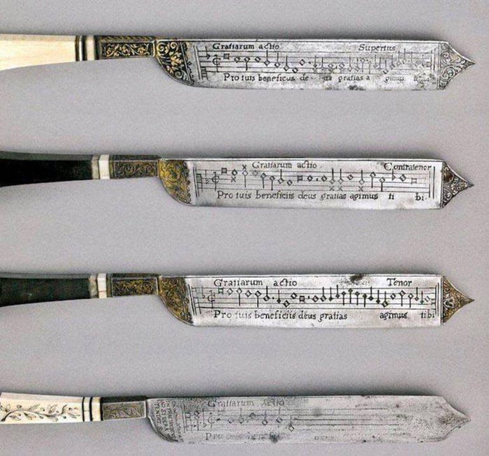 16thcentury rare knives engraved with Musical Scores allowed the