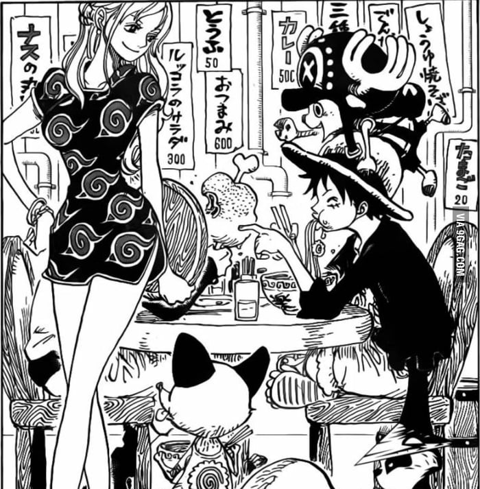 After Naruto Ended One Piece New Chapter Cover Luffy Seems To Be Eating With Naruto 9gag