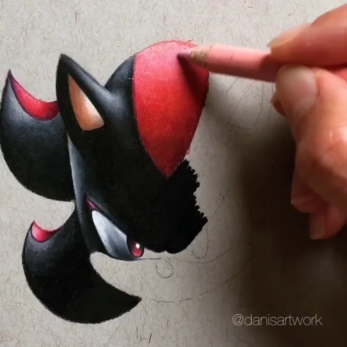Drawing Shadow The Hedgehog With Coloured Pencils 9gag