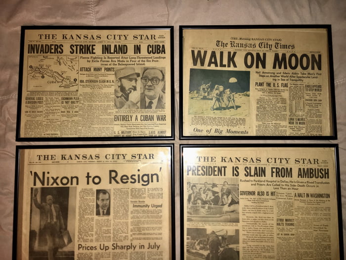 Decided to frame some old newspapers I found 9GAG
