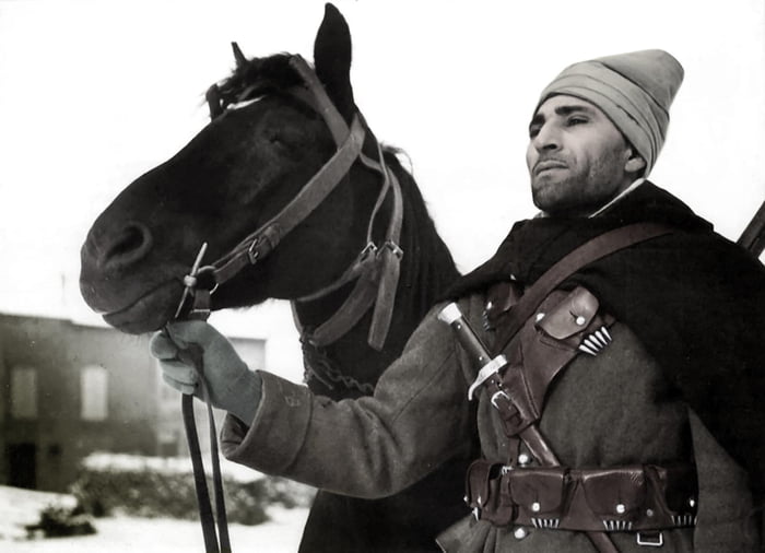 A Spahi with his mount and famous blade, a North African horsemen ...