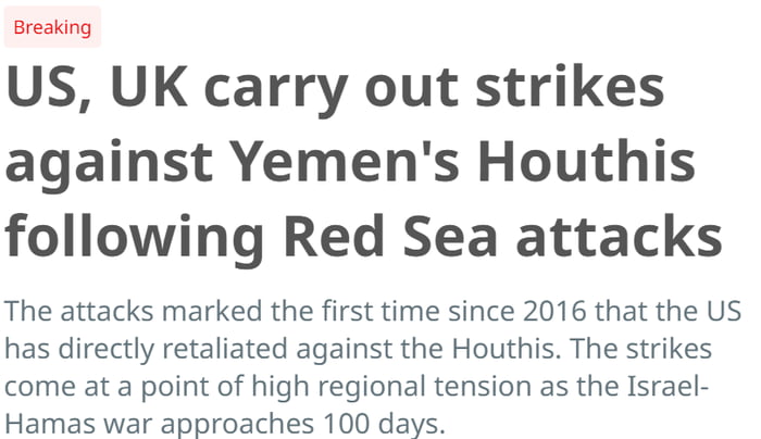 BREAKING: US And UK Have Just Started Bombing The Houthis In Yemen ...