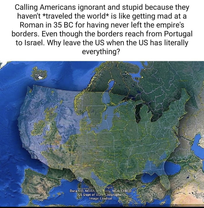 The average US state is larger than the average European nation… 9GAG