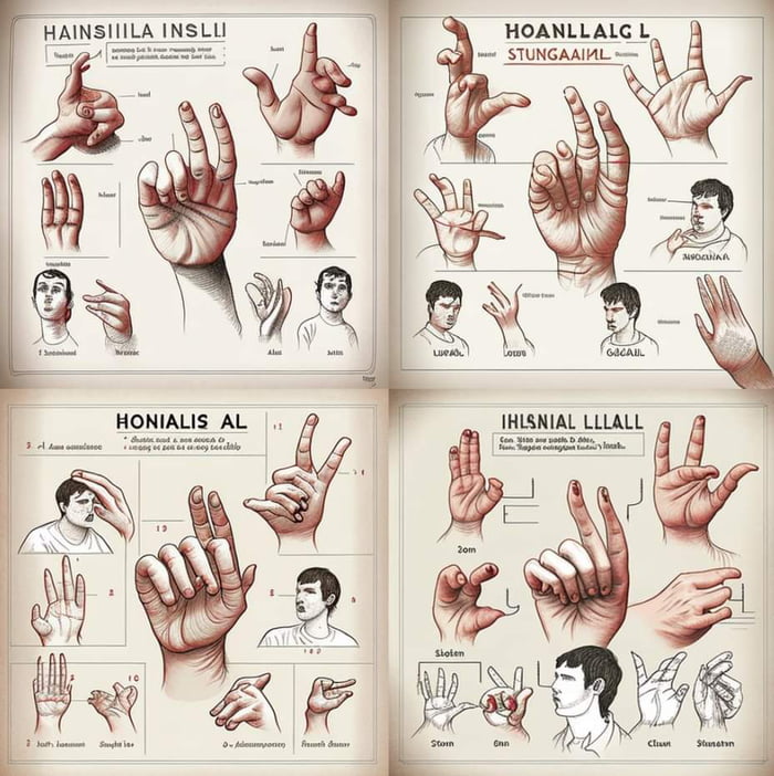 AI generated sign language from hell. - 9GAG