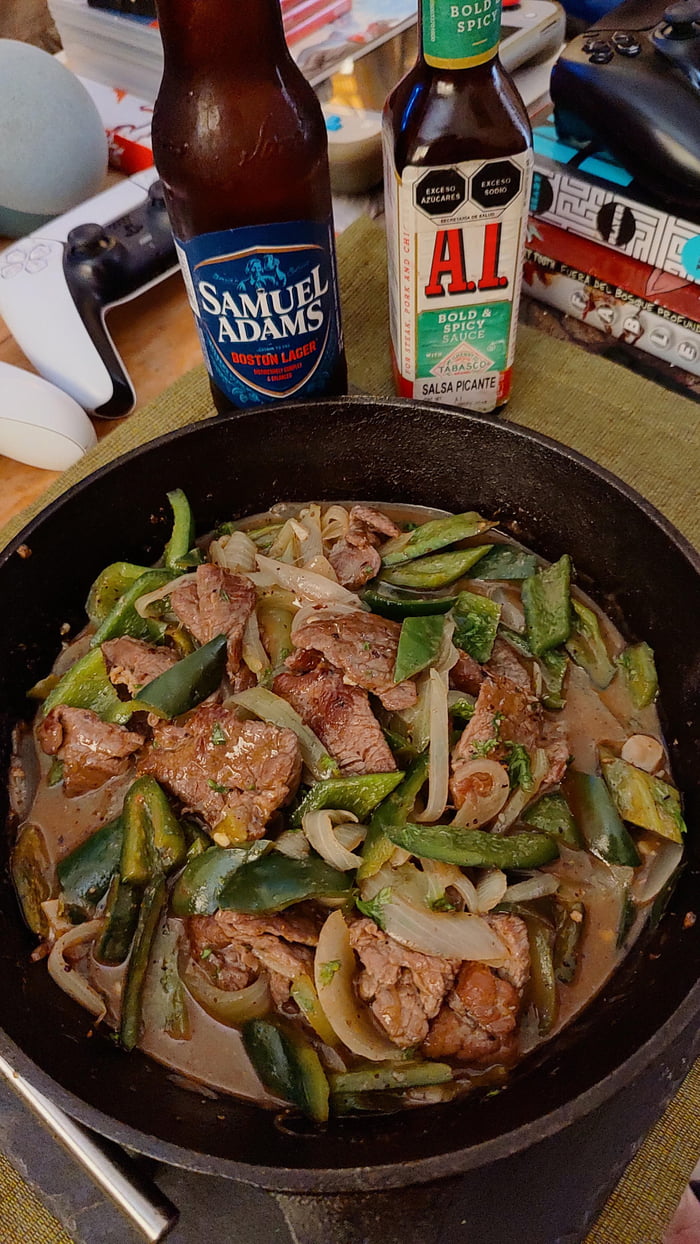  Made Some Beef Stew With Poblano Peppers And Onions With A A1 Sauce 