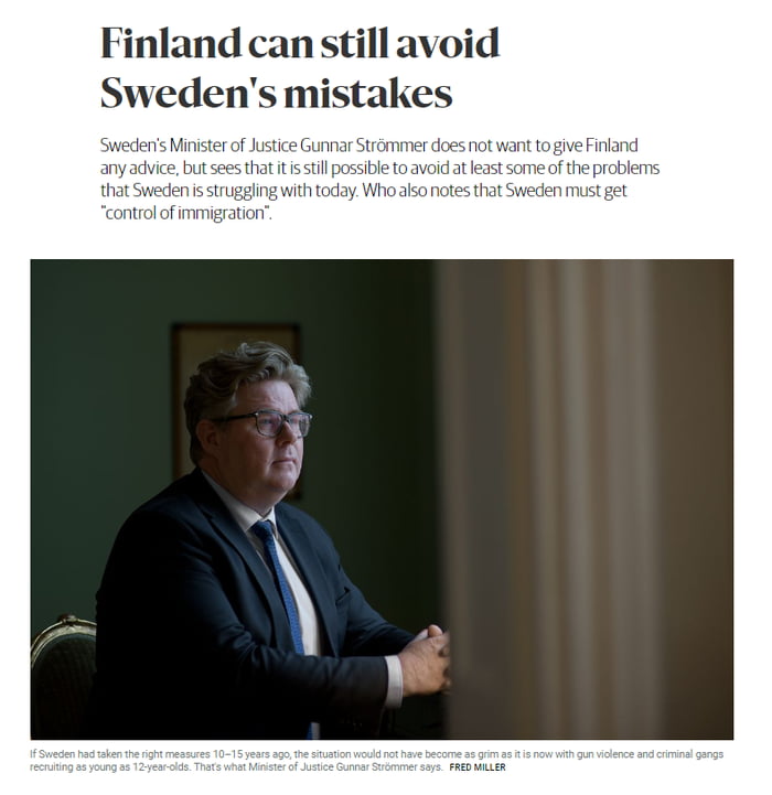 Swedish Minister Of Justice, Gunnar Strömmer, Warns Finland: "Do Not ...