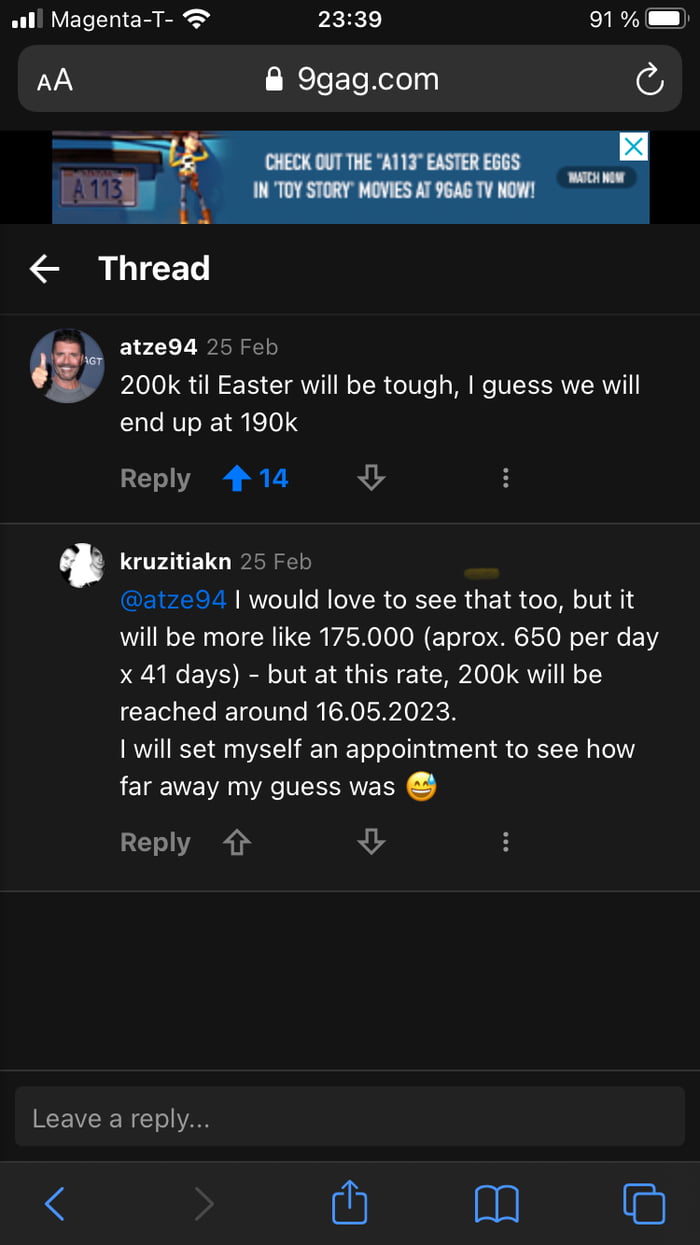 Didn‘t knew I could find my comment again, but I missed it just by one ...