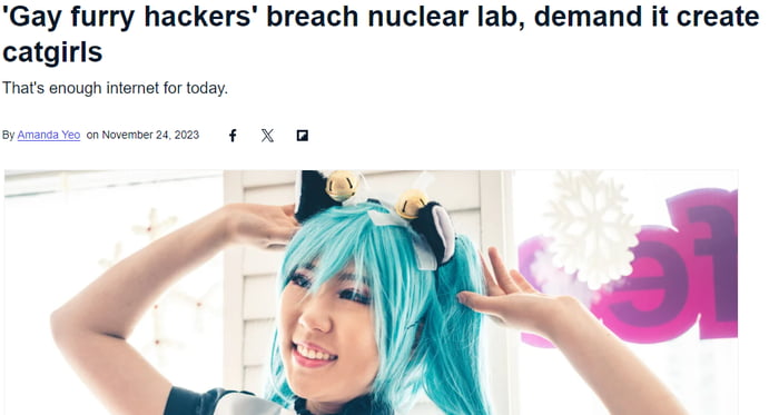 Gay furry hackers' breach nuclear lab, demand it create catgirls