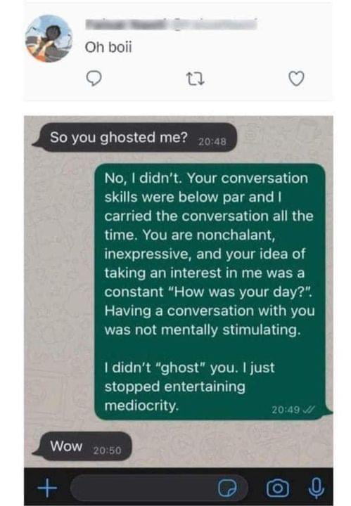 Great response if you ghost someone - 9GAG