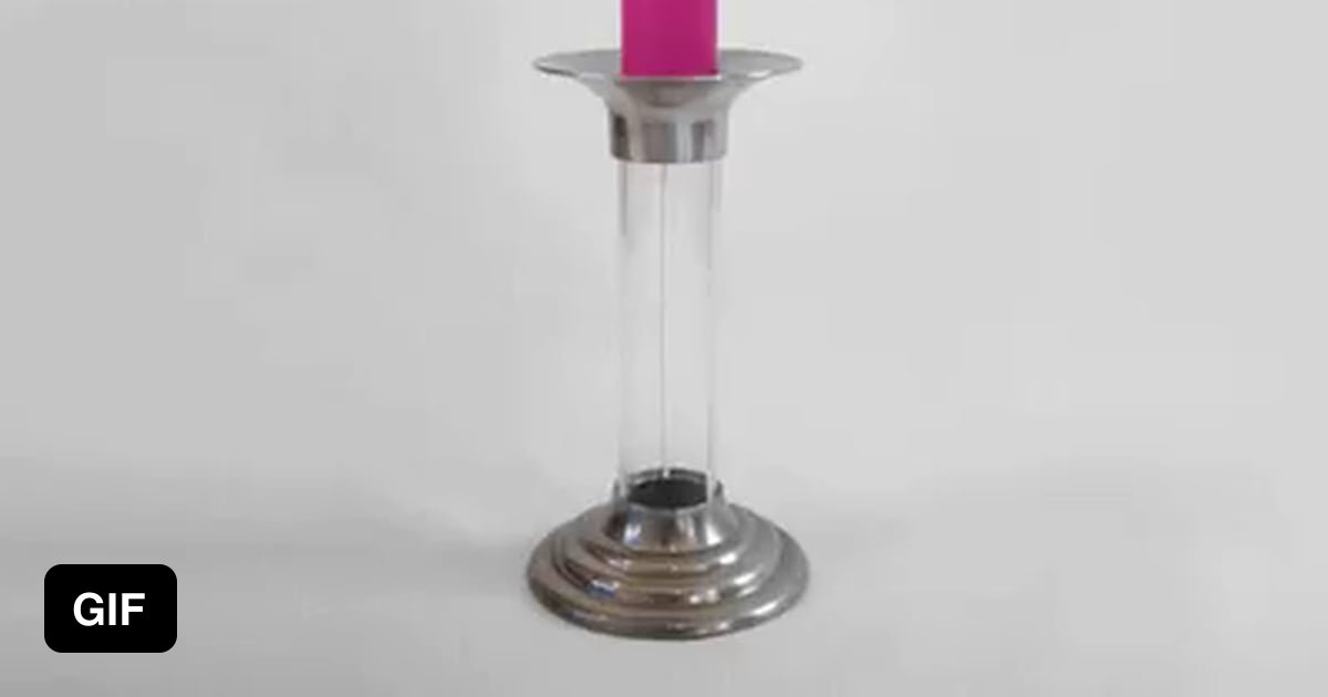 This candle holder is made up of a clear tube that collects all the