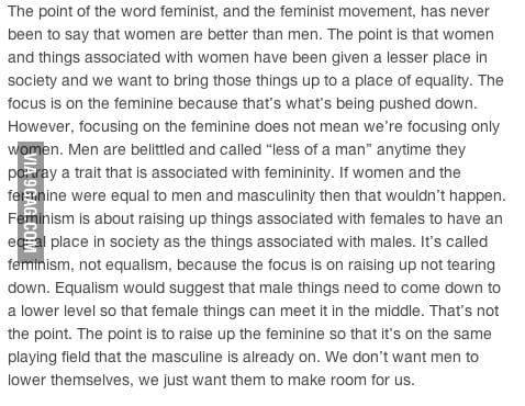 Why its called feminism not equalism 9GAG