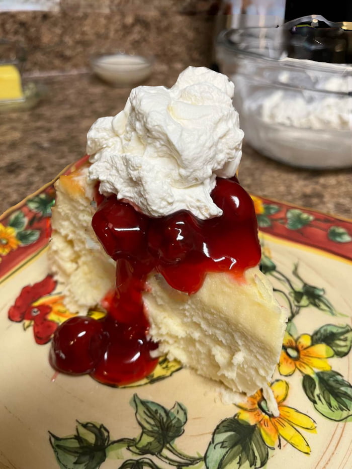 NY Style Cheesecake w/(canned) Cherries and Whipped Heavy Cream 9GAG