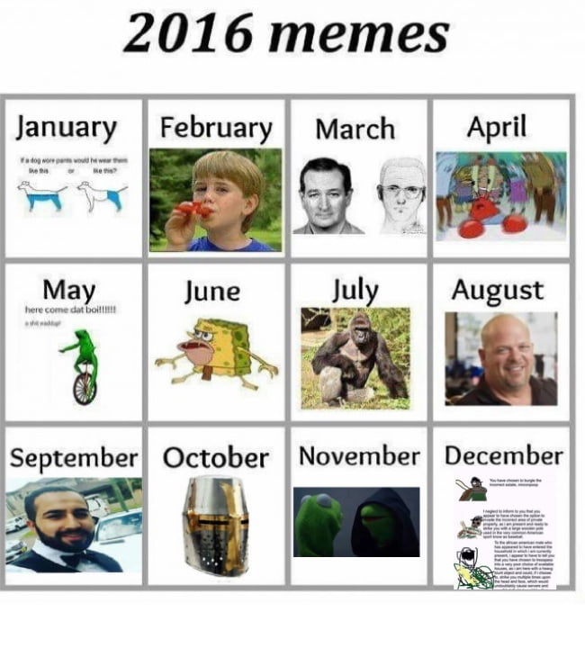 2016 meme calendar - 9GAG