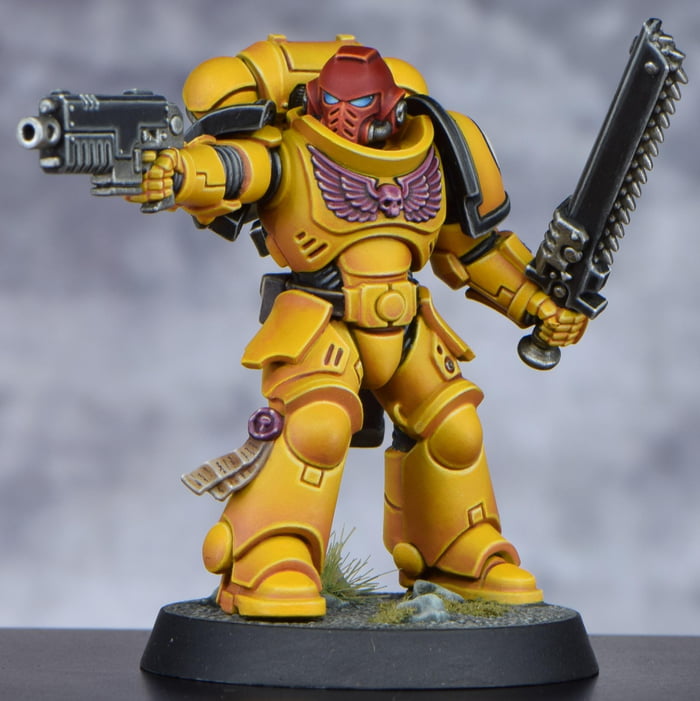 Painted up an Imperial Fist in the 'Eavy Metal Style! - 9GAG