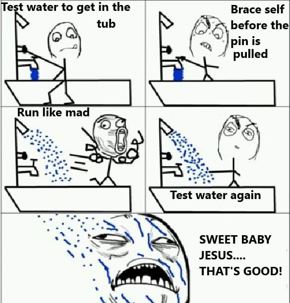 Rage Comic - The fear of entering a shower - 9GAG