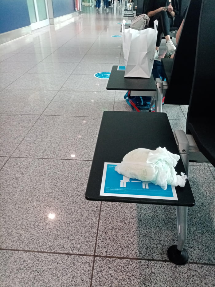 Not throwing away an used diaper at the airport 9GAG