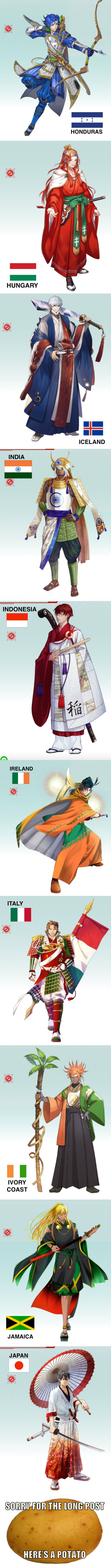 Japanese Artists Reimagine Countries And Their Flags As Anime Characters For Tokyo2021olympics Using Samurai As Their Reference Part 3 9gag