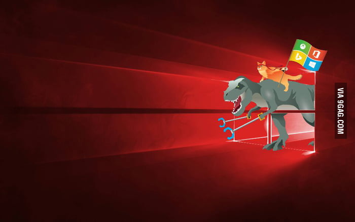 New Windows 10 Ninja Cat and T Rex Background! - 9GAG