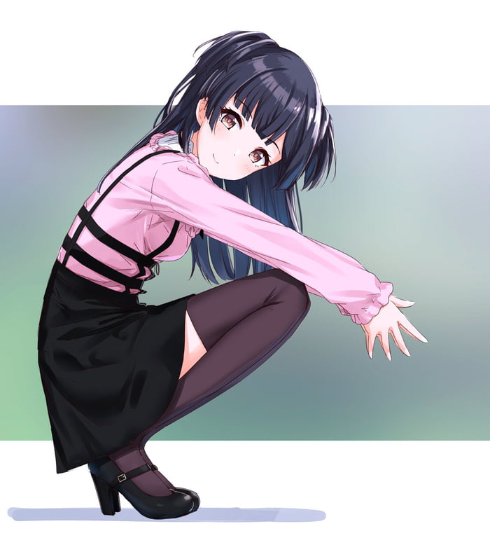 Anime Girl Squatting