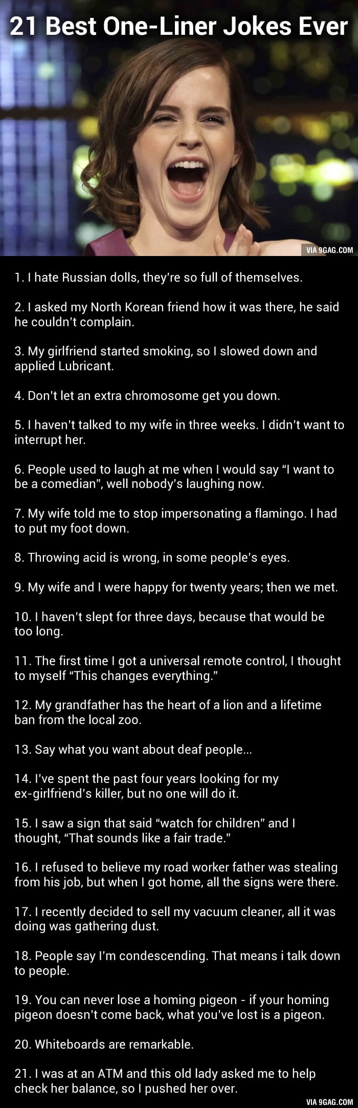 21 Best OneLiner Jokes Ever 9GAG